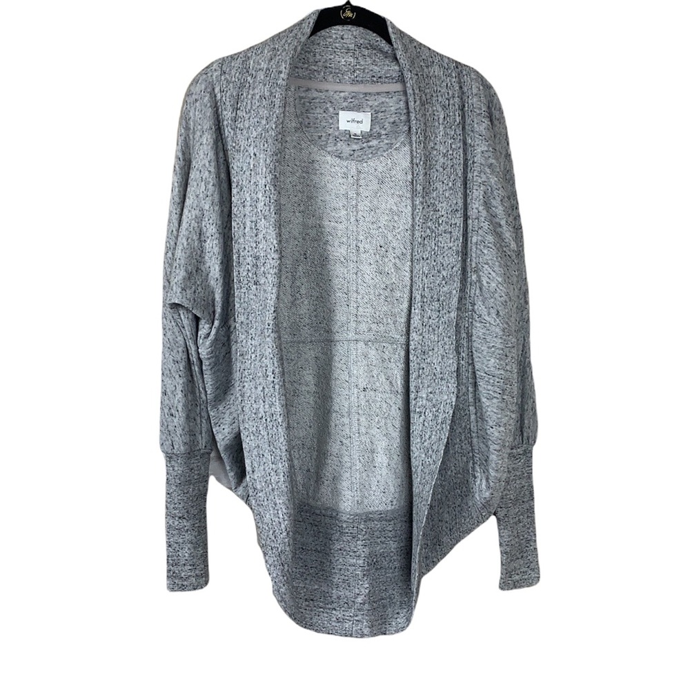 Wilfred Aritzia Diderot Cocoon Sweatshirt Cardigan - Heathered Light Gray/Black